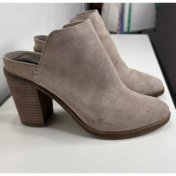 Dolce Vita Gray Selene Suede Almond toe Slide On Mule Bootie Block Heels 7.5 - Picture 6 of 15